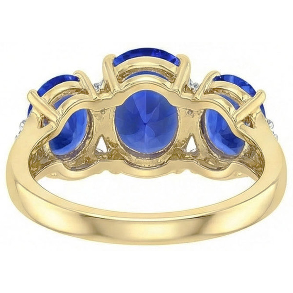 Sri Lanka Blue Sapphire Round Natural Earth Mined Diamonds 6 Ct Ring Jewelry