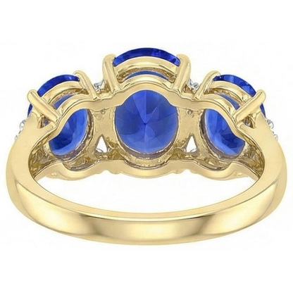 Sri Lanka Blue Sapphire Round Natural Earth Mined Diamonds 6 Ct Ring Jewelry