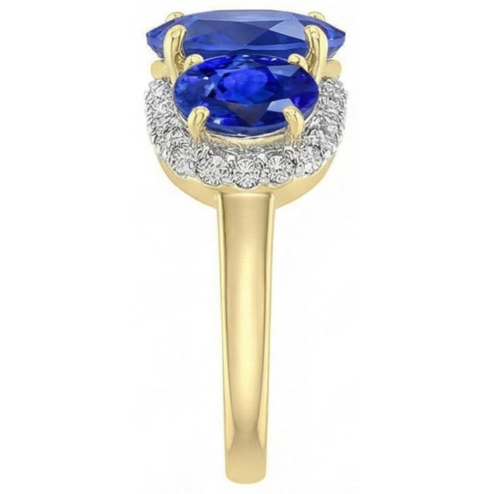 Sri Lanka Blue Sapphire Round Natural Earth Mined Diamonds 6 Ct Ring Jewelry
