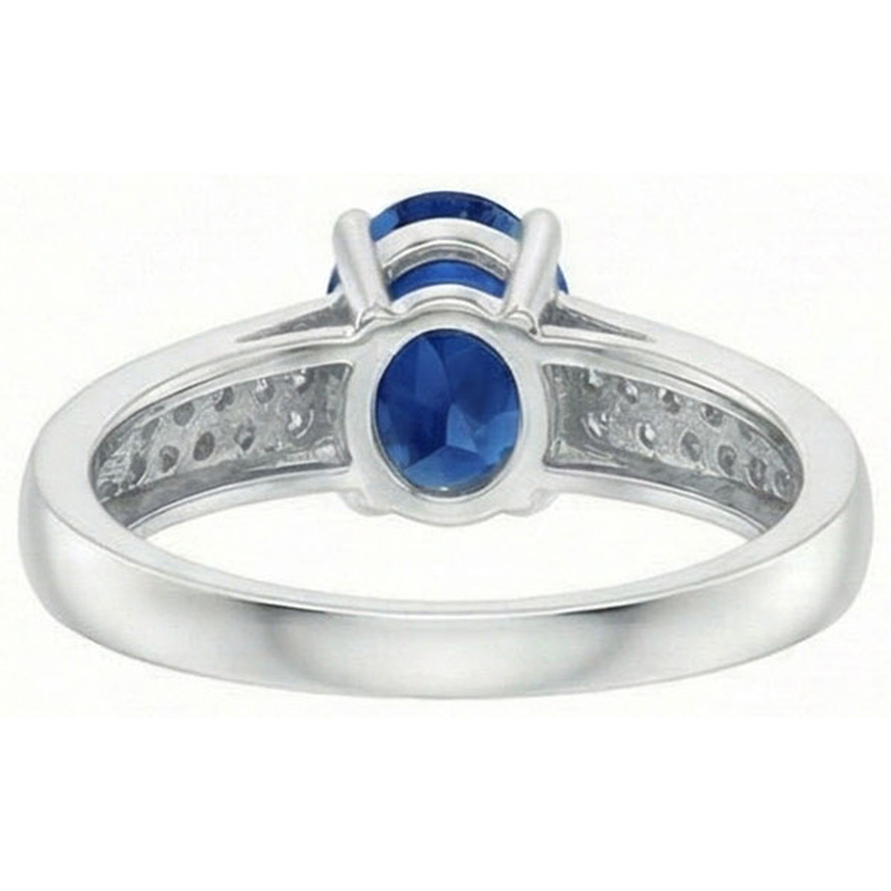Sri Lanka Blue Sapphire Round Natural Earth Mined Diamonds Ring White Gold 4.40 Carats