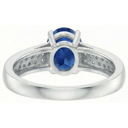 Sri Lanka Blue Sapphire Round Natural Earth Mined Diamonds Ring White Gold 4.40 Carats
