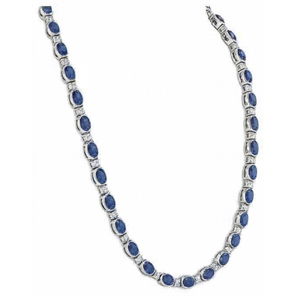 Sri Lanka Color Blue Sapphire IGI CERTIFIED Diamond 40.25 Carats Women Necklace