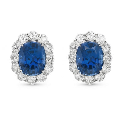 lab grown round sapphire 6.40ct earring close up detail