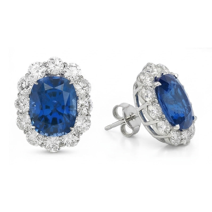 lab grown round sapphire 6.40ct earring side angle