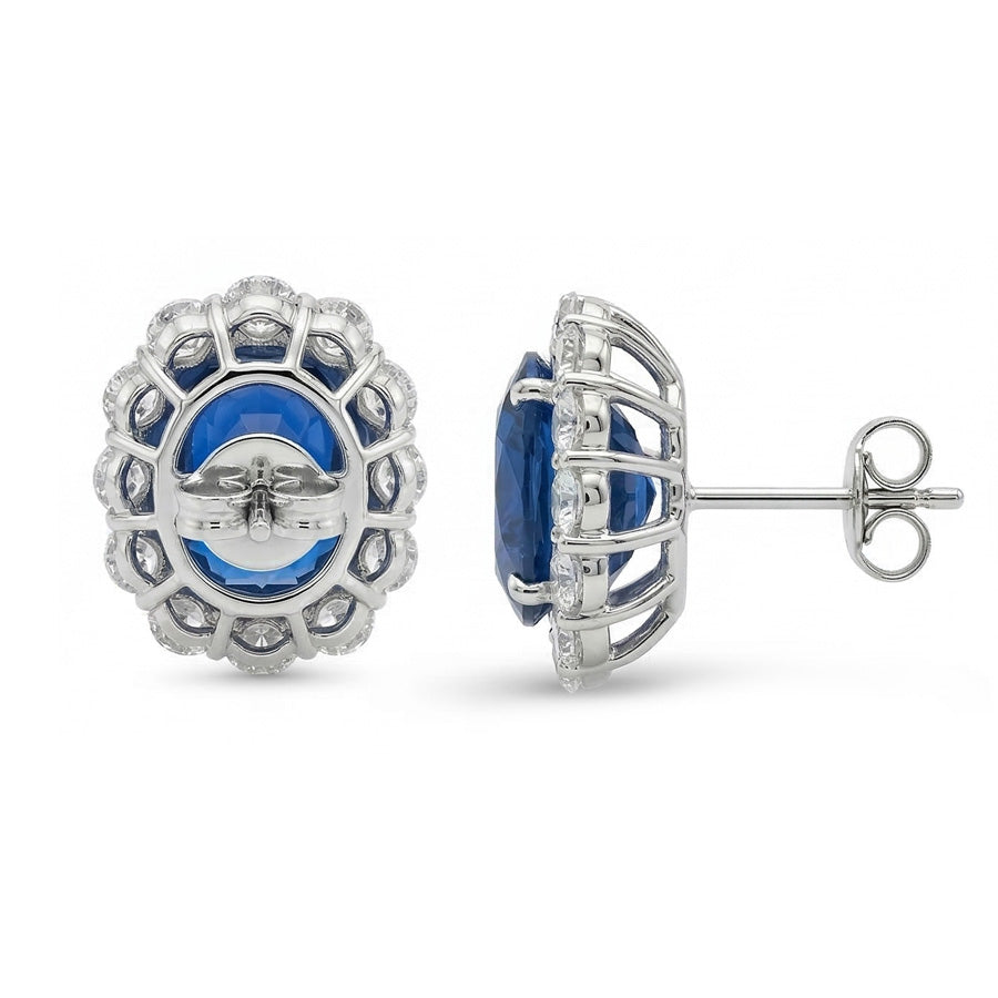 lab grown round sapphire 6.40ct earring top view
