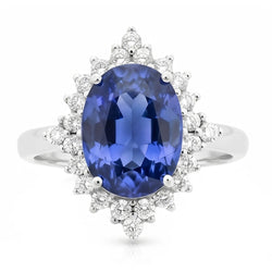 Sri Lanka Color Sapphire Oval IGI CERTIFIED Diamond Ring 8.51 Carat Gemstone Jewelry