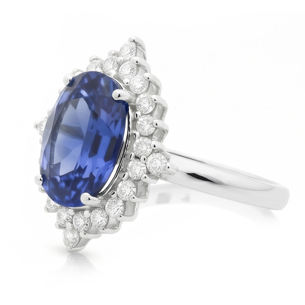 Sri Lanka Color Sapphire Oval IGI CERTIFIED Diamond Ring 8.51 Carat Gemstone Jewelry