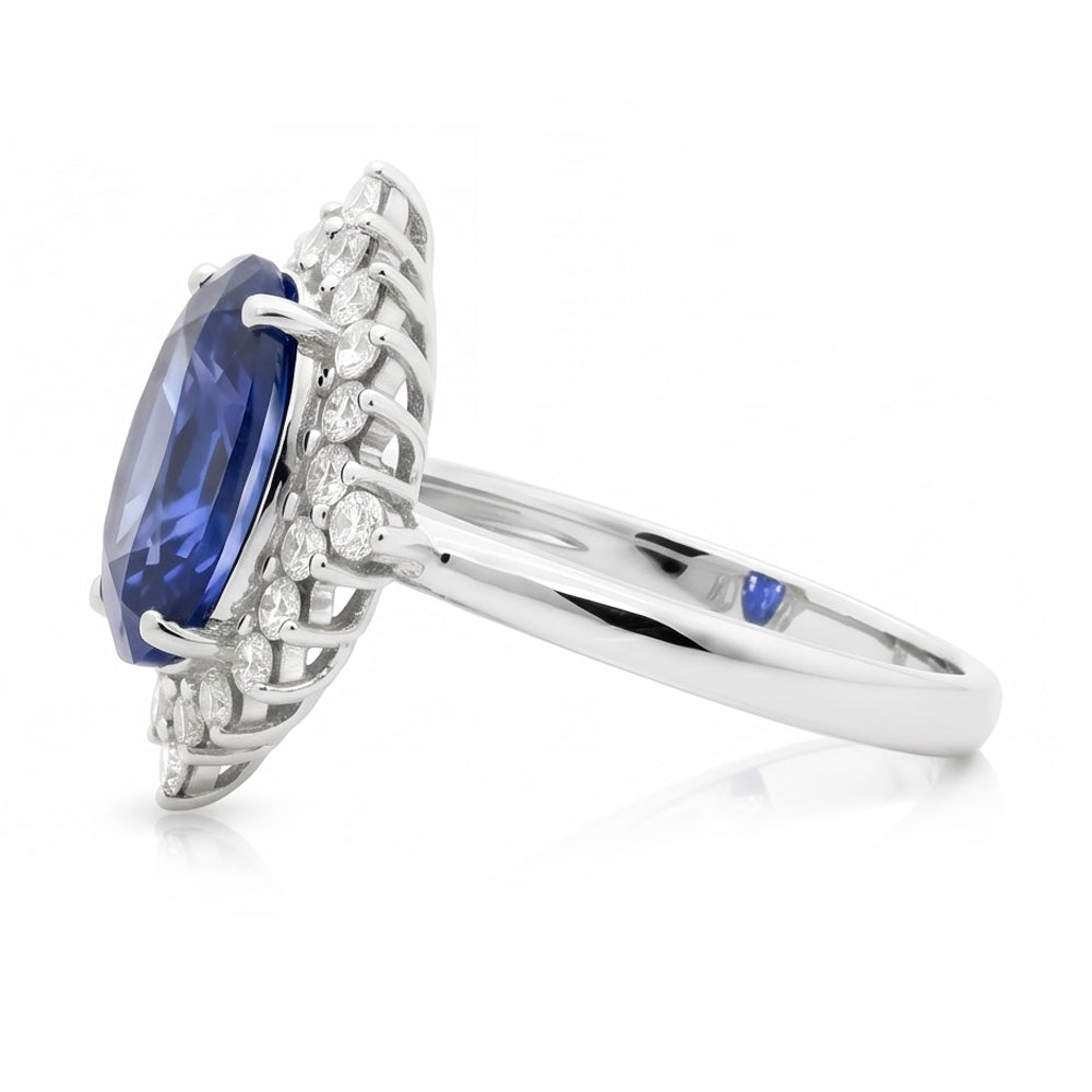 Sri Lanka Color Sapphire Oval IGI CERTIFIED Diamond Ring 8.51 Carat Gemstone Jewelry
