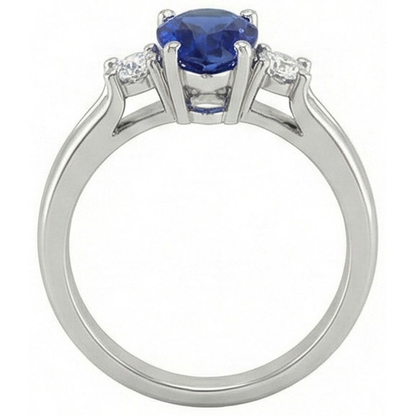 Sri Lanka Sapphire And Natural Earth Mined Diamonds 3 Stone Ring 1.70 Carats Gold 14K