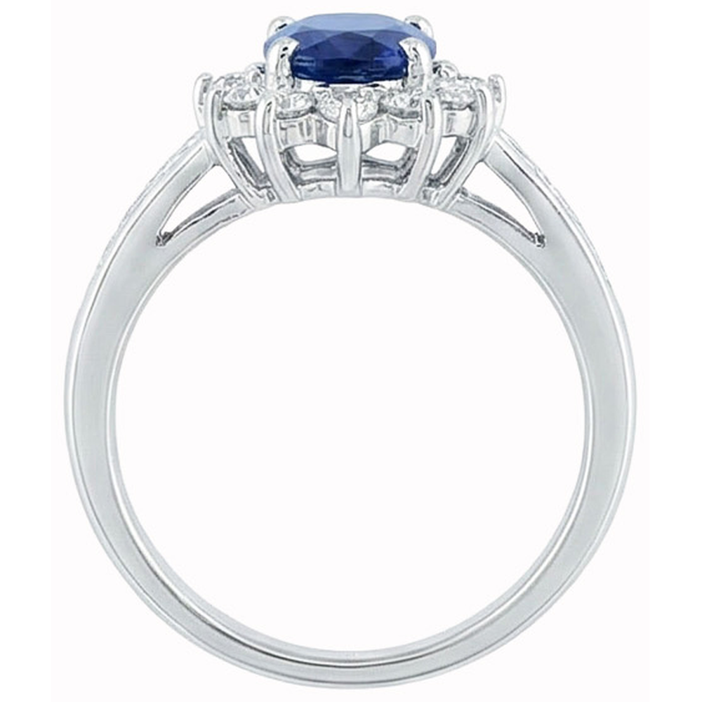 Sri Lanka Sapphire And Natural Earth Mined Diamonds Round Cut Ring 3.80 Ct White Gold