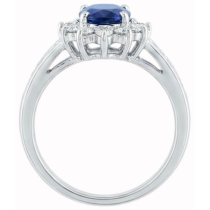 Sri Lanka Sapphire And Natural Earth Mined Diamonds Round Cut Ring 3.80 Ct White Gold