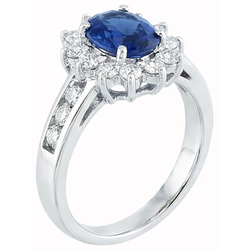 Sri Lanka Sapphire And Natural Earth Mined Diamonds Round Cut Ring 3.80 Ct White Gold