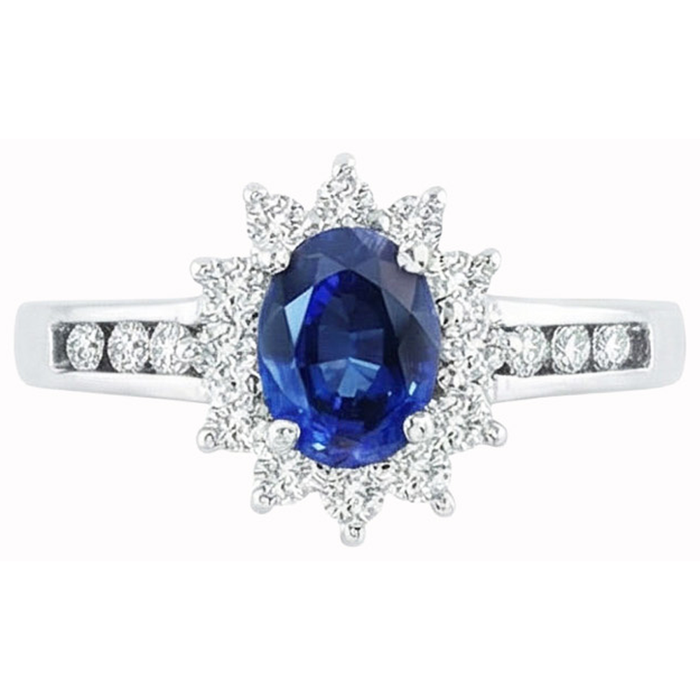 Sri Lanka Sapphire And Natural Earth Mined Diamonds Round Cut Ring 3.80 Ct White Gold