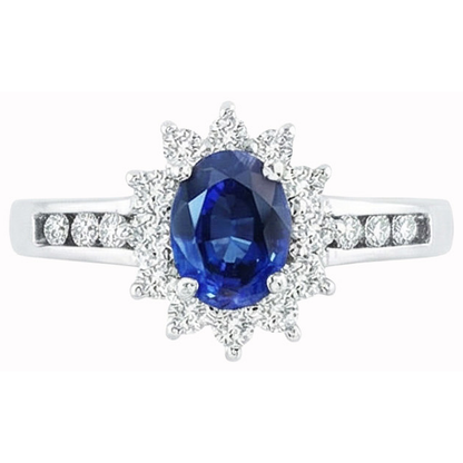 Sri Lanka Sapphire And Natural Earth Mined Diamonds Round Cut Ring 3.80 Ct White Gold