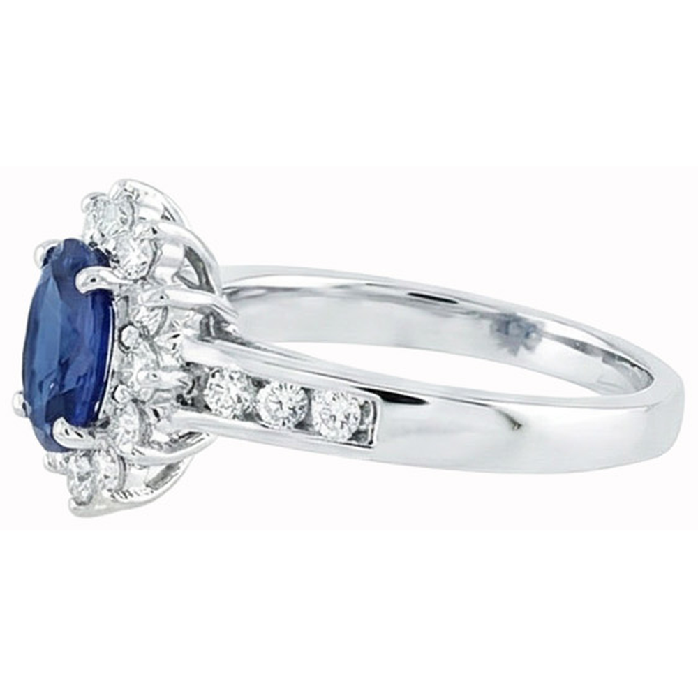 Sri Lanka Sapphire And Natural Earth Mined Diamonds Round Cut Ring 3.80 Ct White Gold
