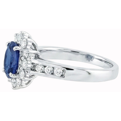 Sri Lanka Sapphire And Natural Earth Mined Diamonds Round Cut Ring 3.80 Ct White Gold
