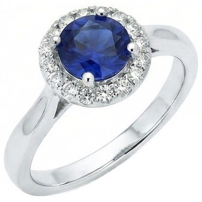 Sri Lanka Sapphire Natural Earth Mined Diamond Ring White Gold 14K 2.5 Ct.