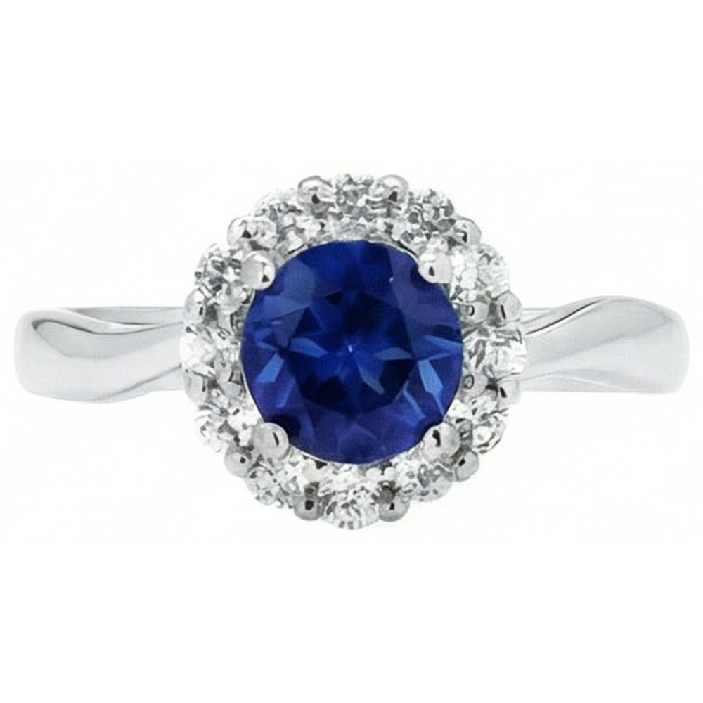 Sri Lanka Sapphire Natural Earth Mined Diamond Ring White Gold 14K 2.5 Ct.