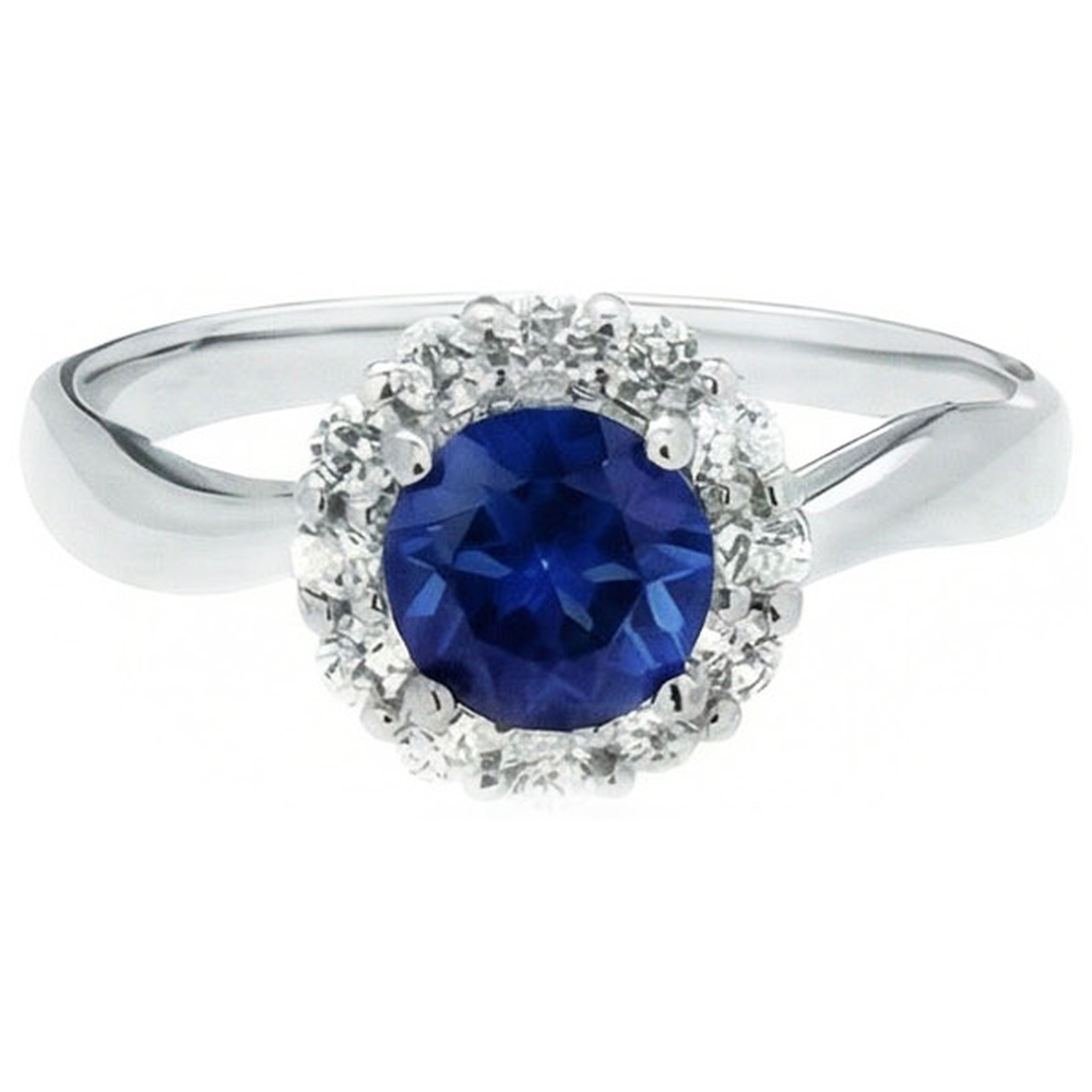 Sri Lanka Sapphire Natural Earth Mined Diamond Ring White Gold 14K 2.5 Ct.