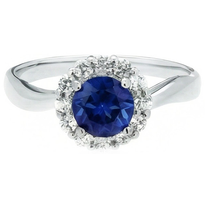 Sri Lanka Sapphire Natural Earth Mined Diamond Ring White Gold 14K 2.5 Ct.