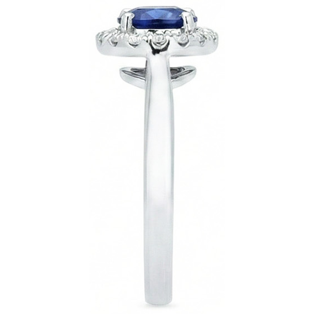 Sri Lanka Sapphire Natural Earth Mined Diamond Ring White Gold 14K 2.5 Ct.