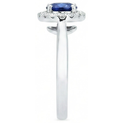 Sri Lanka Sapphire Natural Earth Mined Diamond Ring White Gold 14K 2.5 Ct.