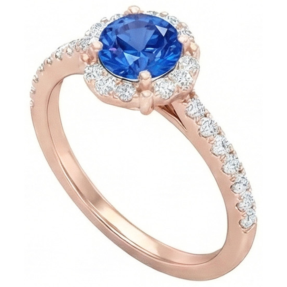 natural round sapphire 3.25ct ring close up detail