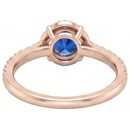 natural round sapphire 3.25ct ring profile view