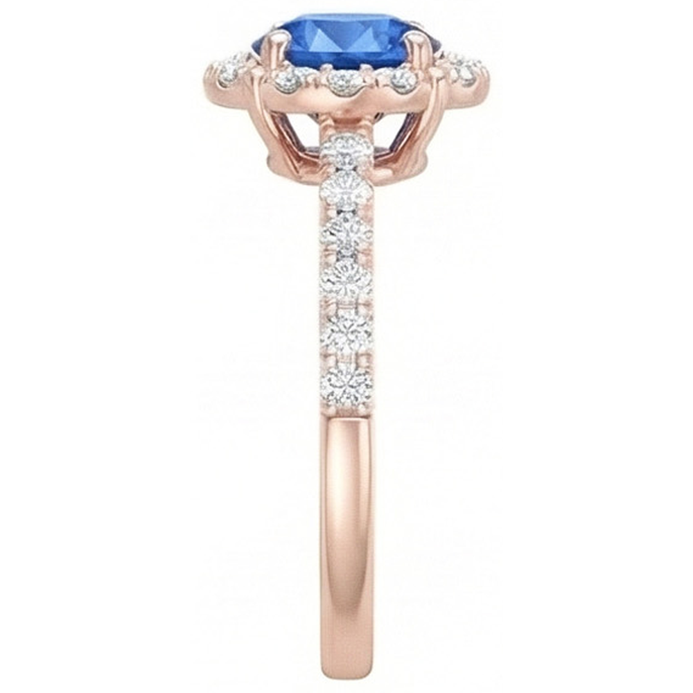 natural round sapphire 3.25ct ring top view