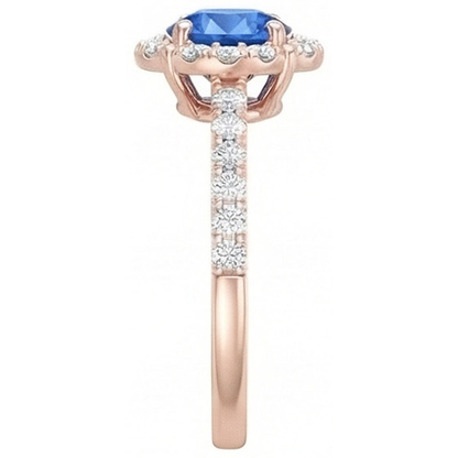 natural round sapphire 3.25ct ring top view