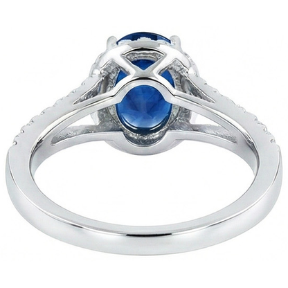 Sri Lanka Sapphire Natural Earth Mined Diamonds 3.40 Carats Ring White Gold 14K