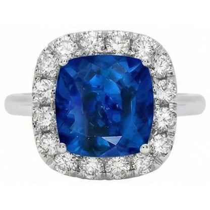 Sri Lanka Sapphire Natural Earth Mined Diamonds Prong Set 3.80 Ct Wedding Ring White Gold