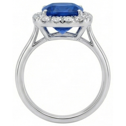 Sri Lanka Sapphire Natural Earth Mined Diamonds Prong Set 3.80 Ct Wedding Ring White Gold