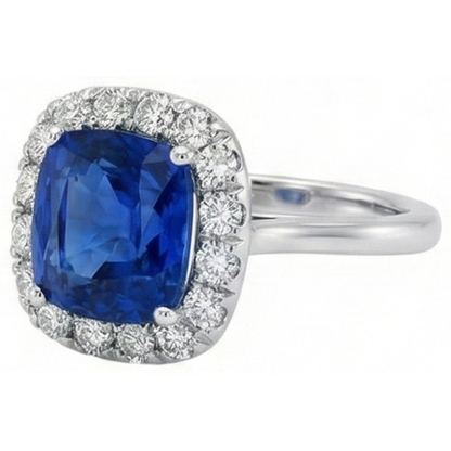 Sri Lanka Sapphire Natural Earth Mined Diamonds Prong Set 3.80 Ct Wedding Ring White Gold