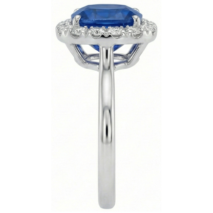 Sri Lanka Sapphire Natural Earth Mined Diamonds Prong Set 3.80 Ct Wedding Ring White Gold
