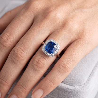Sri Lanka Sapphire Natural Earth Mined Diamonds Prong Set 3.80 Ct Wedding Ring White Gold