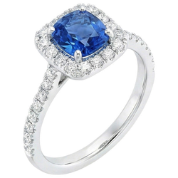 Sri Lanka Sapphire Natural Earth Mined Diamonds Ring Gold White 14K 3.35 Carats