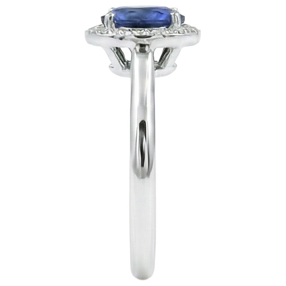 Sri Lanka Sapphire Oval And Round Natural Earth Mined Diamond Ring Gold 14K 2.90 Ct.