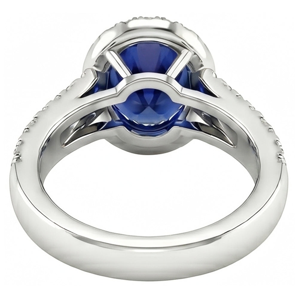 Sri Lanka Sapphire Oval And Round Natural Earth Mined Diamonds 7.01 Ct Ring Diamonds