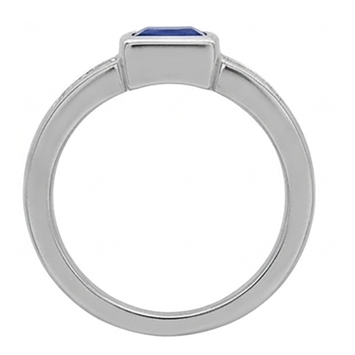 Sri Lanka Sapphire Princess And Natural Earth Mined Diamonds Men's Pinky Ring