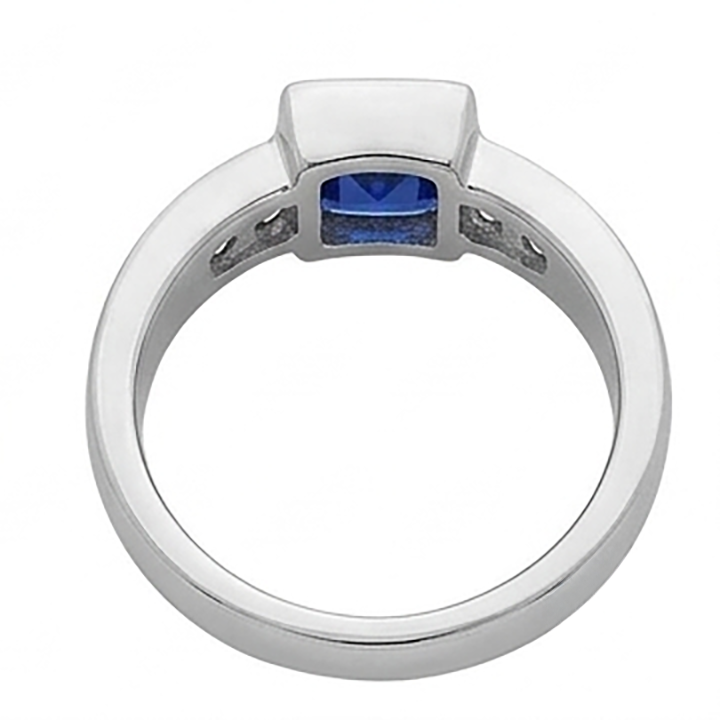 Sri Lanka Sapphire Princess And Natural Earth Mined Diamonds Men's Pinky Ring