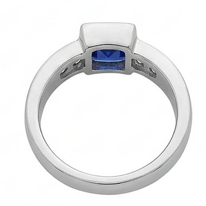 Sri Lanka Sapphire Princess And Natural Earth Mined Diamonds Men's Pinky Ring