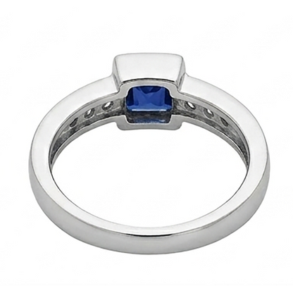 Sri Lanka Sapphire Princess And Natural Earth Mined Diamonds Men's Pinky Ring