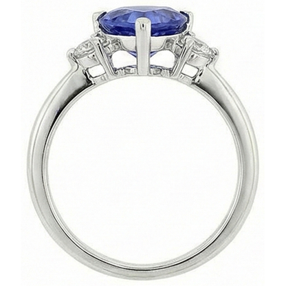Sri Lanka Sapphire Trillion And Round Natural Earth Mined Diamonds 5.01 Ct Wedding Ring