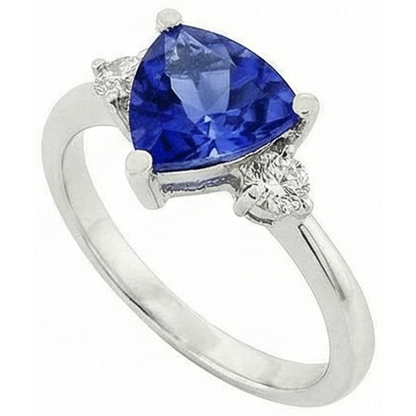 Sri Lanka Sapphire Trillion And Round Natural Earth Mined Diamonds 5.01 Ct Wedding Ring
