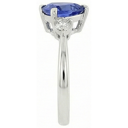 Sri Lanka Sapphire Trillion And Round Natural Earth Mined Diamonds 5.01 Ct Wedding Ring