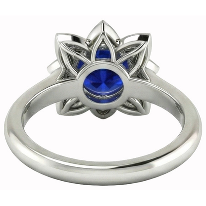 natural round sapphire 2.50ct ring profile view