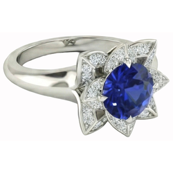 Natural Sapphire Ring 2.50ct - White Gold 14K