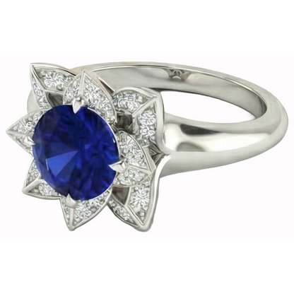 natural round sapphire 2.50ct ring close up detail
