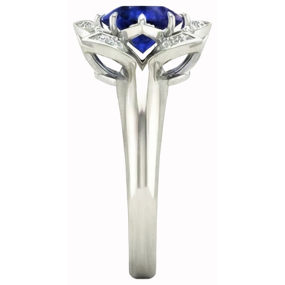 natural round sapphire 2.50ct ring top view
